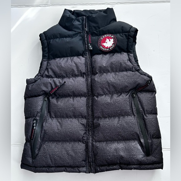 Canada Weather Gear Jackets & Blazers - Canada Goose Women's Black and Gray Down Vest Super Triple Goose